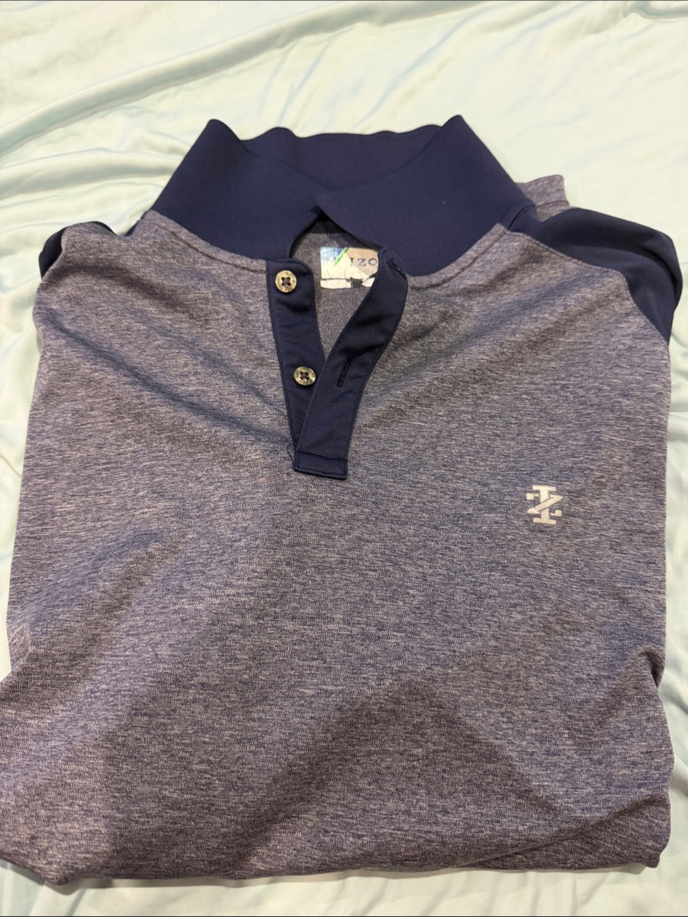 Izod Navy and Heathered Blue Short Sleeve Polo